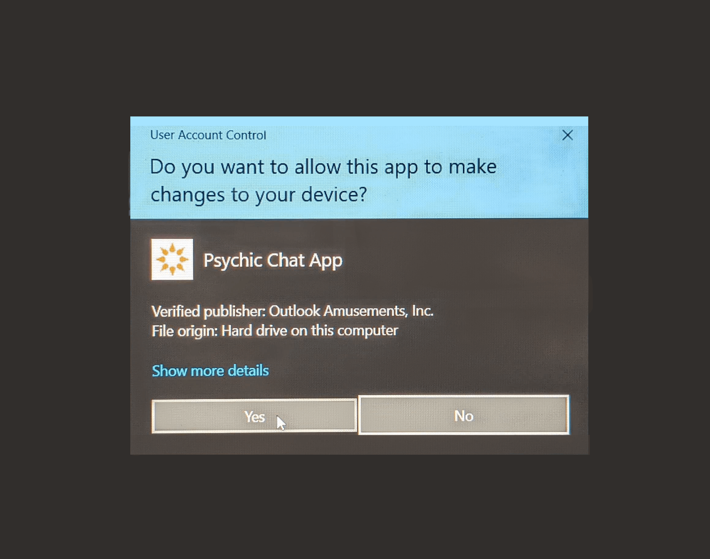 Do you want to alow install? Yes